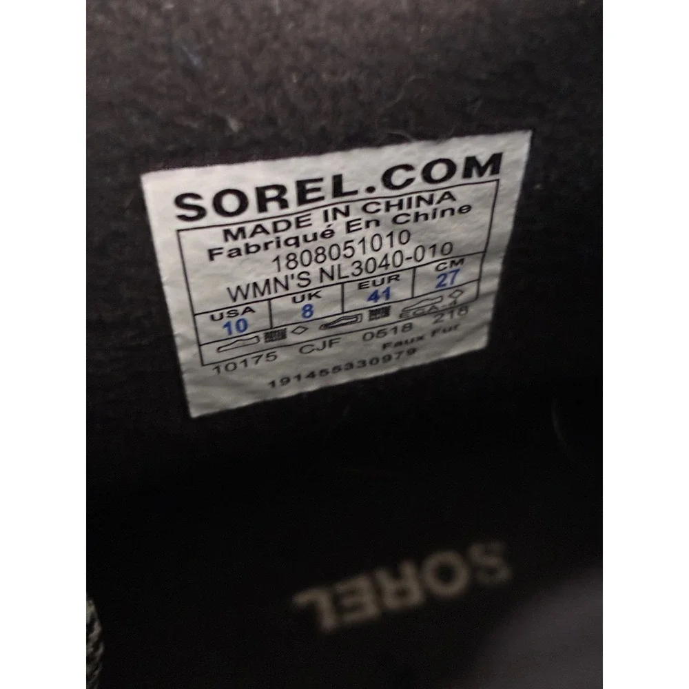 Sorel Explorer Joan Black Waterproof Winter Boots NL3040-010 Womens 10